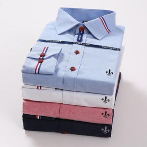 MBCA - New Arrival Slim Fit Blue White Red Striped Casual Shirt