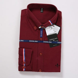 MBCA - New Arrival Slim Fit Blue White Red Striped Casual Shirt