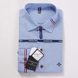 MBCA - New Arrival Slim Fit Blue White Red Striped Casual Shirt