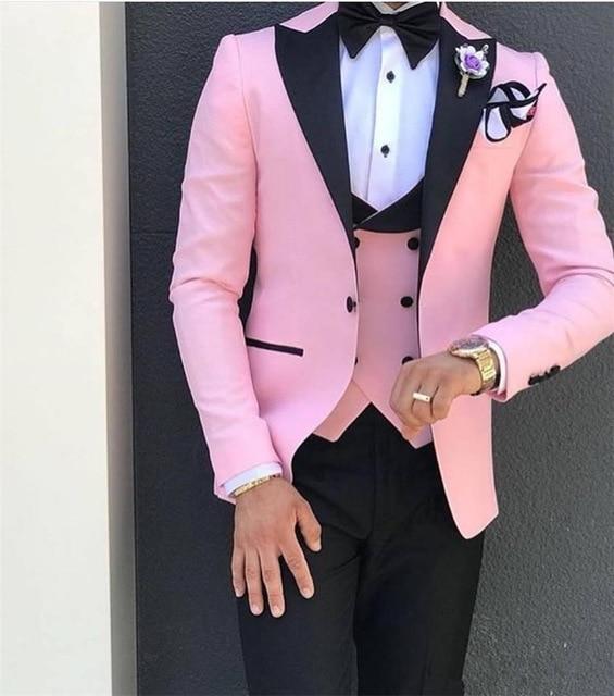 MBCA - New Fashion Men's Wonderful Pink Wedding 3-pieces Suit