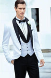 MBCA - Elegant Men's Black & White Wedding 3-Pieces Suit