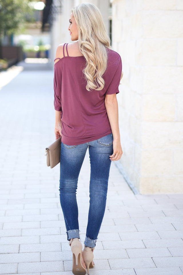 2019 Casual Women One Shoulder Off Sexy Short Sleeve Cotton T-Shirt