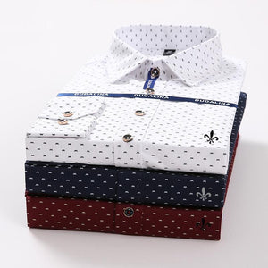 MBCA - Polka Dot Embroidery Men's Slim fit Long Sleeve Shirt