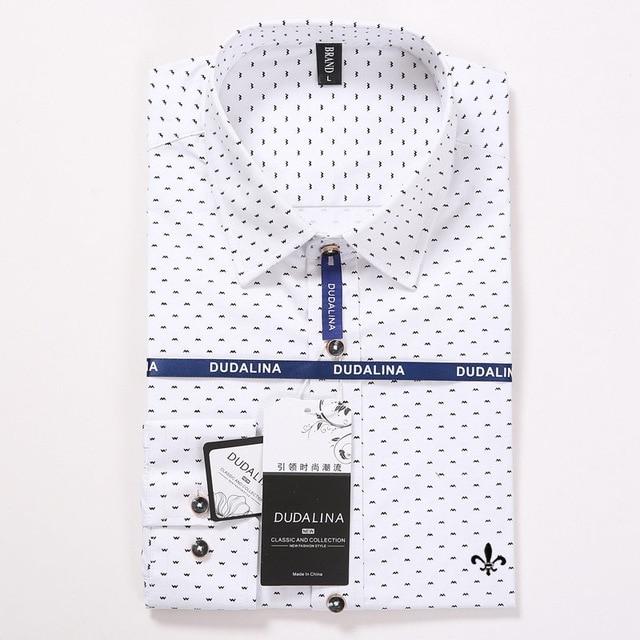 MBCA - Polka Dot Embroidery Men's Slim fit Long Sleeve Shirt