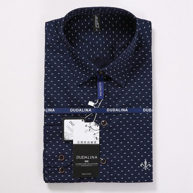 MBCA - Polka Dot Embroidery Men's Slim fit Long Sleeve Shirt