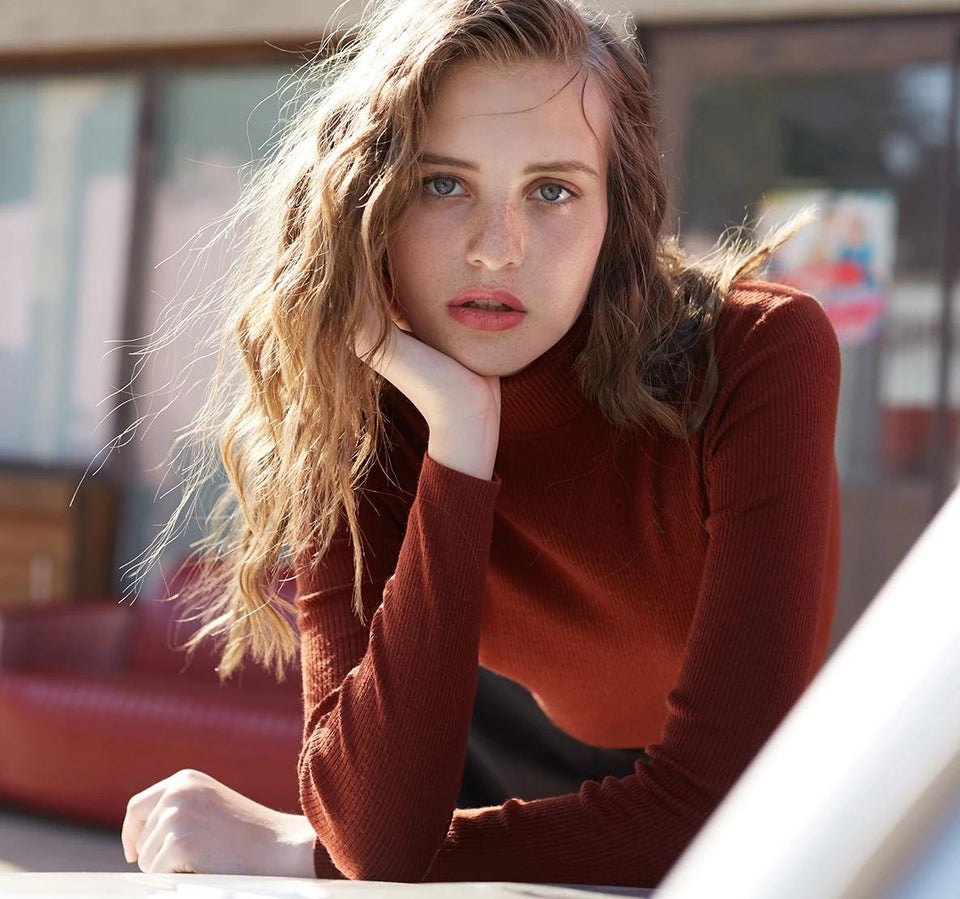 100% Wool Slim Fit Knitted Base turtleneck Sweater