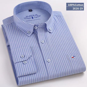 MBCA - 100% Cotton Plaid/Striped Long Sleeve Business Shirts