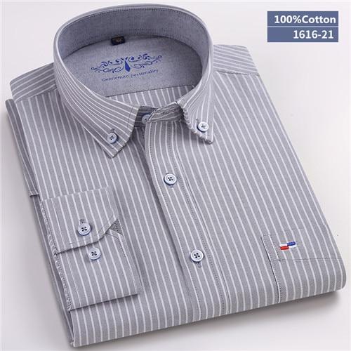 MBCA - 100% Cotton Plaid/Striped Long Sleeve Business Shirts