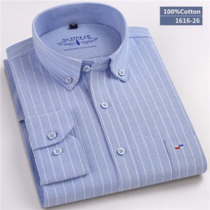 MBCA - 100% Cotton Plaid/Striped Long Sleeve Business Shirts