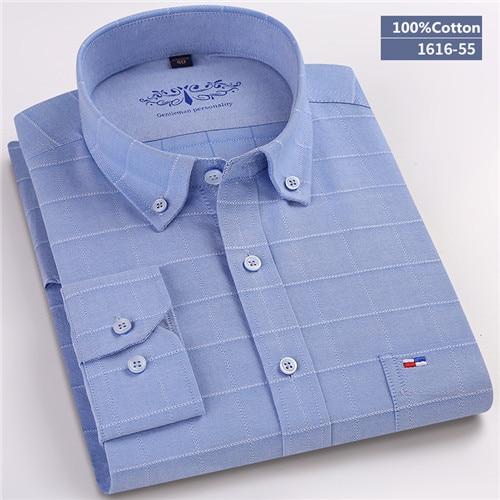 MBCA - 100% Cotton Plaid/Striped Long Sleeve Business Shirts