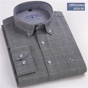 MBCA - 100% Cotton Plaid/Striped Long Sleeve Business Shirts