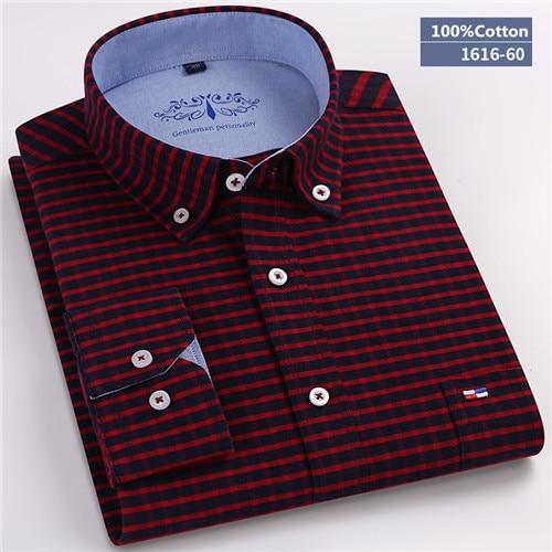 MBCA - 100% Cotton Plaid/Striped Long Sleeve Business Shirts