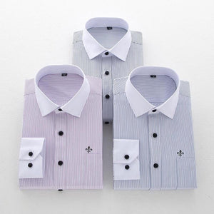 MBCA - Elegant Striped Pocket Slim Fit Long Sleeve Shirts