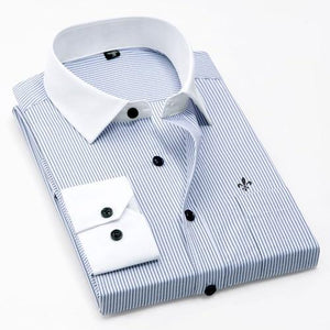 MBCA - Elegant Striped Pocket Slim Fit Long Sleeve Shirts