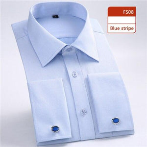 MBCA - Amazing French Cufflinks Business Wedding Party Stripped Shirts