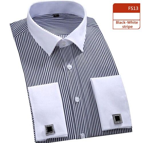 MBCA - Amazing French Cufflinks Business Wedding Party Stripped Shirts