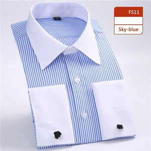 MBCA - Amazing French Cufflinks Business Wedding Party Stripped Shirts